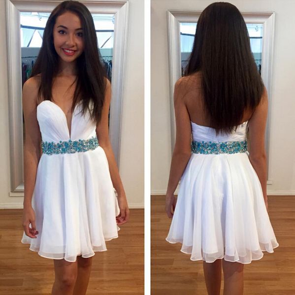 simple white short deep v neck party prom dresses chiffon pleated bling crystal beaded waist ruched homecoming graduation dress, Black
simple white short deep v neck party prom dresses chiffon pleated bling crystal beaded waist ruched homecoming graduation dress, Black