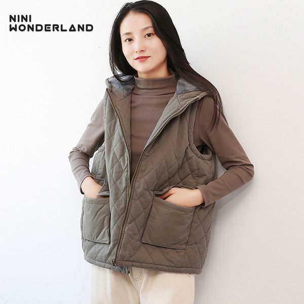 nini wonderland 2019 winter thicken warm velvet vest women cotton hooded loose coat female sleeveless zipper casual outwear, Black;white
nini wonderland 2019 winter thicken warm velvet vest women cotton hooded loose coat female sleeveless zipper casual outwear, Black;white