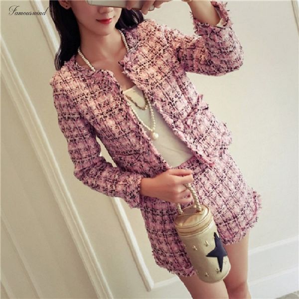 autumn 2019 tweed 2 short set women slim plaid short set fashion fringed trim jacket coat tassels piece suit, White 
autumn 2019 tweed 2 short set women slim plaid short set fashion fringed trim jacket coat tassels piece suit, White