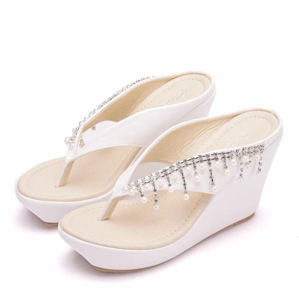 2019 summer new large size beaded fringed wedge sandals beach flip flops high heel women's slippers, Black
2019 summer new large size beaded fringed wedge sandals beach flip flops high heel women's slippers, Black