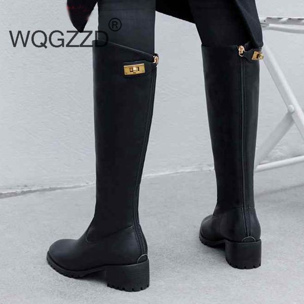 2019 new winter high boots women's shoes genuine leather metal lock fasteners keep warm streetwear riding boots zapatos mujer, Black
2019 new winter high boots women's shoes genuine leather metal lock fasteners keep warm streetwear riding boots zapatos mujer, Black