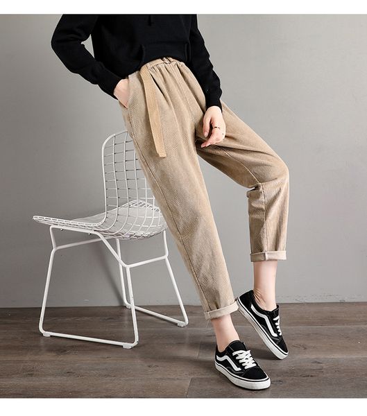 apricot female new tide turnip pants corduroy and feet, Blue 
apricot female new tide turnip pants corduroy and feet, Blue