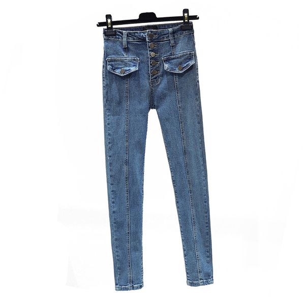 jeans woman ankle-length pants bleach wash button high pockets pencil pants new style, Blue
jeans woman ankle-length pants bleach wash button high pockets pencil pants new style, Blue