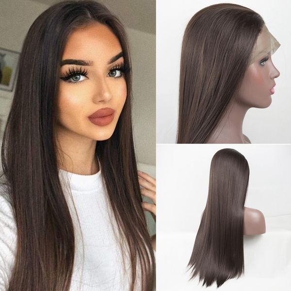 dark brown synthetic lace front wig long silky straight fiber hair with natural hairline heat resistant lace front wig for women, Black
dark brown synthetic lace front wig long silky straight fiber hair with natural hairline heat resistant lace front wig for women, Black