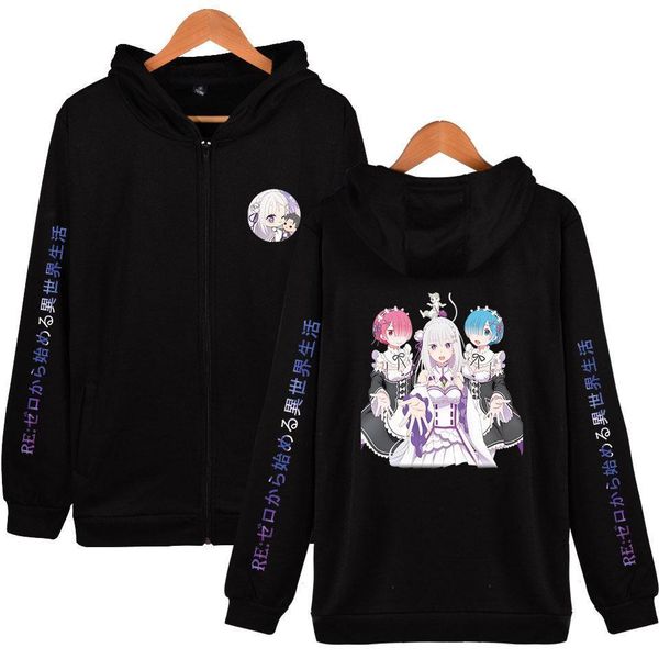 re zero starting anime hoodies rem ram women men emilia couples cosplay zipper hooded jacket sweatershirt streetwear clothes, Black
re zero starting anime hoodies rem ram women men emilia couples cosplay zipper hooded jacket sweatershirt streetwear clothes, Black