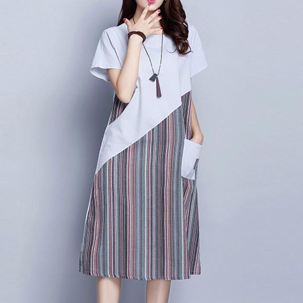 2020 new patchwork striped dress women casual loose pocket dresses female short sleeve a-line dress women vestidos#g30, Black;gray
2020 new patchwork striped dress women casual loose pocket dresses female short sleeve a-line dress women vestidos#g30, Black;gray