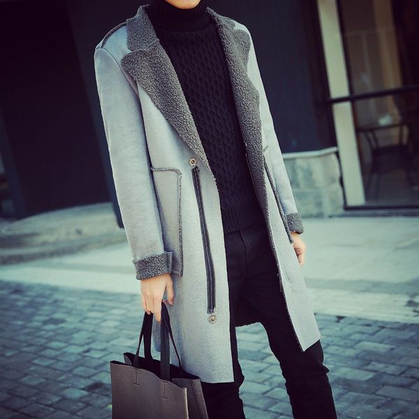 new suede fabric trench male medium-long fur one piece outerwear fashion overcoat slim faux fur leather clothing, Tan;black
new suede fabric trench male medium-long fur one piece outerwear fashion overcoat slim faux fur leather clothing, Tan;black