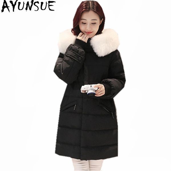 ayunsue 2019 women's down jacket white duck winter coat fur collar female jacket warm hooded women parka casaco feminino wxf405, Black
ayunsue 2019 women's down jacket white duck winter coat fur collar female jacket warm hooded women parka casaco feminino wxf405, Black