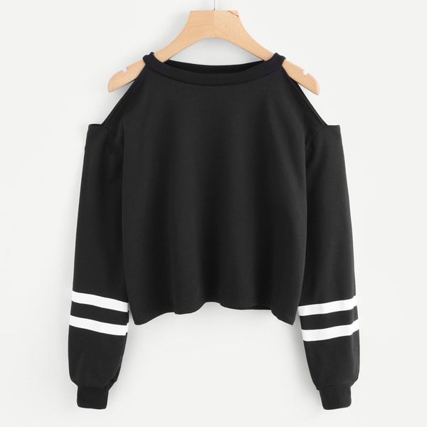 women sweatshirt hoodies striped off shoulder autumn spring long sleeve blouse sweatshirt pullover casual shirt sudadera, Black 
women sweatshirt hoodies striped off shoulder autumn spring long sleeve blouse sweatshirt pullover casual shirt sudadera, Black