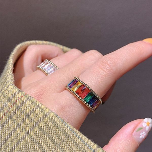 aomu 2020 new korea colorful crystal rainbow retro open ring simple adjustable zircon rings for women jewelry gifts, Slivery;golden
aomu 2020 new korea colorful crystal rainbow retro open ring simple adjustable zircon rings for women jewelry gifts, Slivery;golden