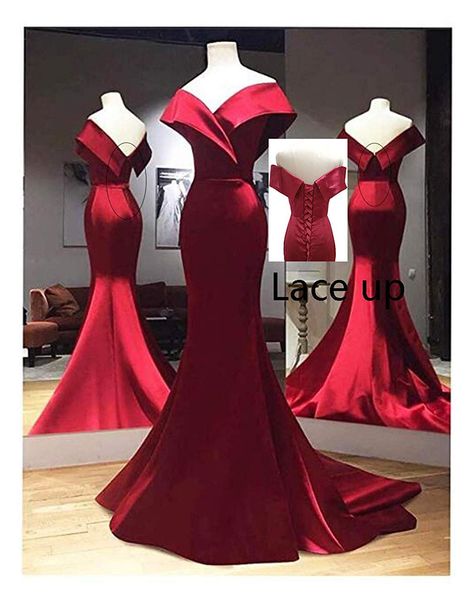 real ps burgundy mermaid long evening dresses for african black girls off shoulder backless satin party prom dress evening gowns, Black;red
real ps burgundy mermaid long evening dresses for african black girls off shoulder backless satin party prom dress evening gowns, Black;red