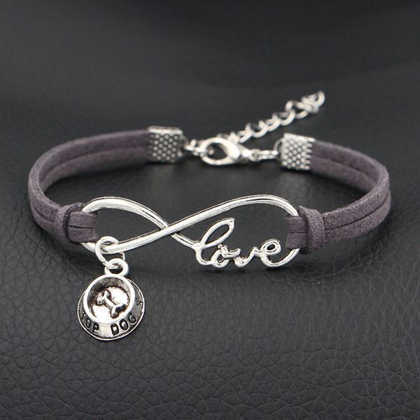 2019 new fashion infinity love dog bowl meat bones bracelets bangles men women charms handmade dark gray leather suede cuff wrap jewelry, Golden;silver
2019 new fashion infinity love dog bowl meat bones bracelets bangles men women charms handmade dark gray leather suede cuff wrap jewelry, Golden;silver