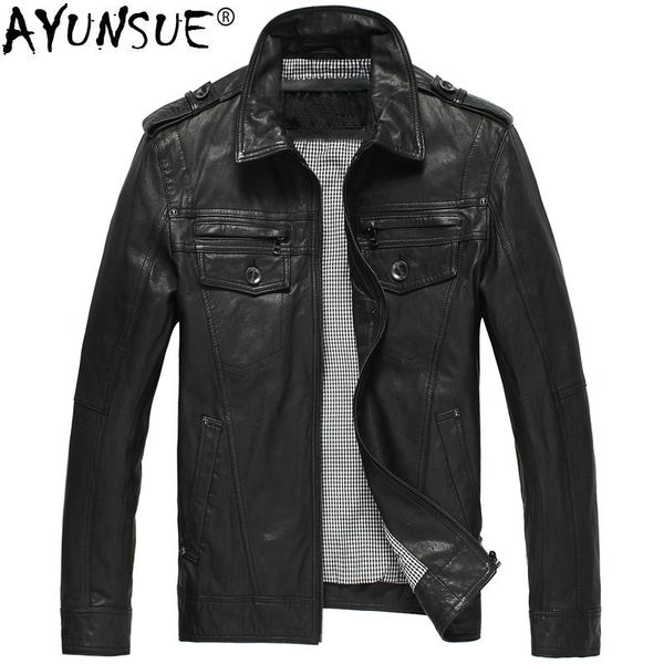 ayunsue men's real sheepskin leather jacket motorcycle genuine leather jacket men vintage veste cuir homme dk056 kj2114, Black
ayunsue men's real sheepskin leather jacket motorcycle genuine leather jacket men vintage veste cuir homme dk056 kj2114, Black