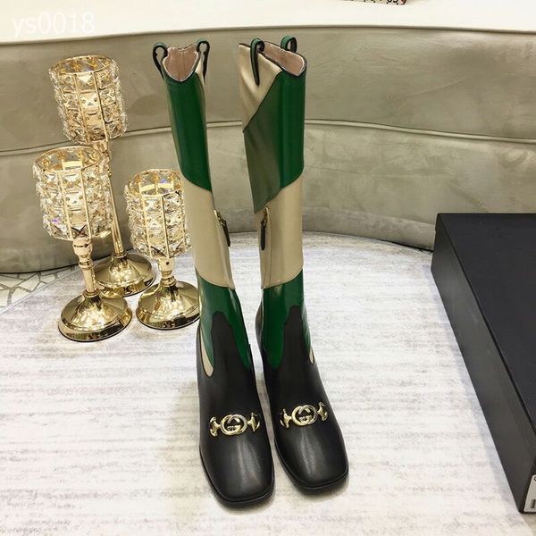 2020 autumn and winter europe and america knee-high custom boots high-heeled square head color matching leather knight boots, Black
2020 autumn and winter europe and america knee-high custom boots high-heeled square head color matching leather knight boots, Black