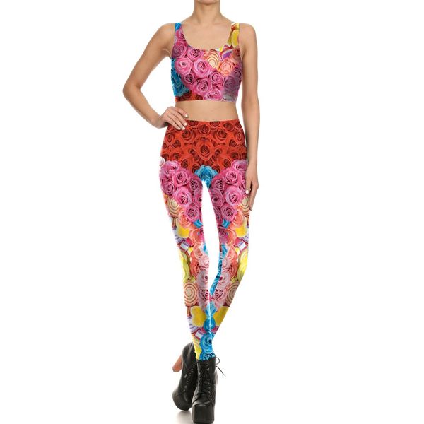 cosplay bodysuit rose floral print fitness women 2 pcs yoga sets sport vest suit training slim exercise set fitness club clothes, White;black 
cosplay bodysuit rose floral print fitness women 2 pcs yoga sets sport vest suit training slim exercise set fitness club clothes, White;black