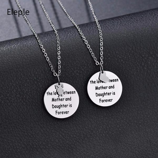

eleple stainless steel heart necklace love between mother and daughter is forever pendant necklaces for mother gift s-n680, Silver