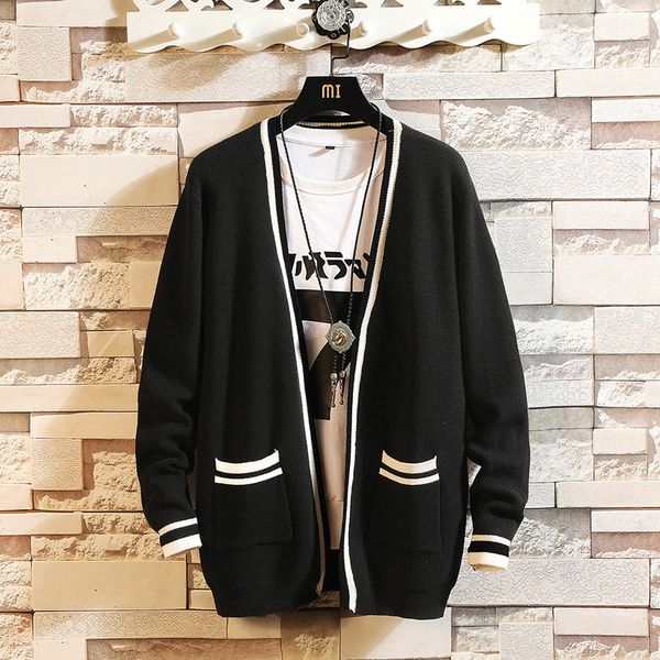 2019 spring new cardigan sweater men's casual fashion trend wild personality loose cardigan v-neck long-sleeved jacket jacket, White;black
2019 spring new cardigan sweater men's casual fashion trend wild personality loose cardigan v-neck long-sleeved jacket jacket, White;black