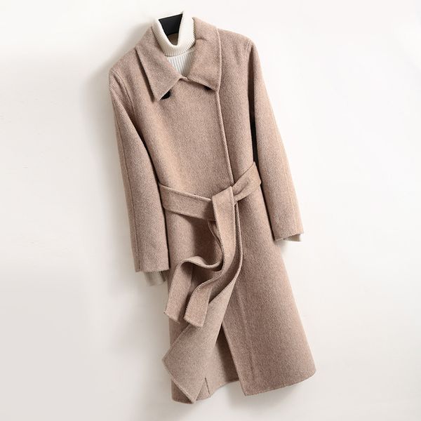2019 autumn and winter new handmade double-sided 100% wool coat female long section woolen factory direct sales, Black
2019 autumn and winter new handmade double-sided 100% wool coat female long section woolen factory direct sales, Black