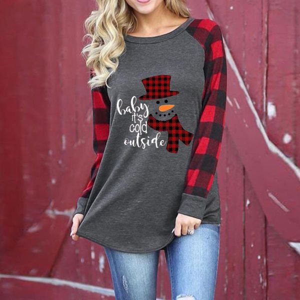 women christmas snowman print shirts car plaid tee raglan girl christmas clothes casual long sleeve shirt patchwork ##4, White
women christmas snowman print shirts car plaid tee raglan girl christmas clothes casual long sleeve shirt patchwork ##4, White