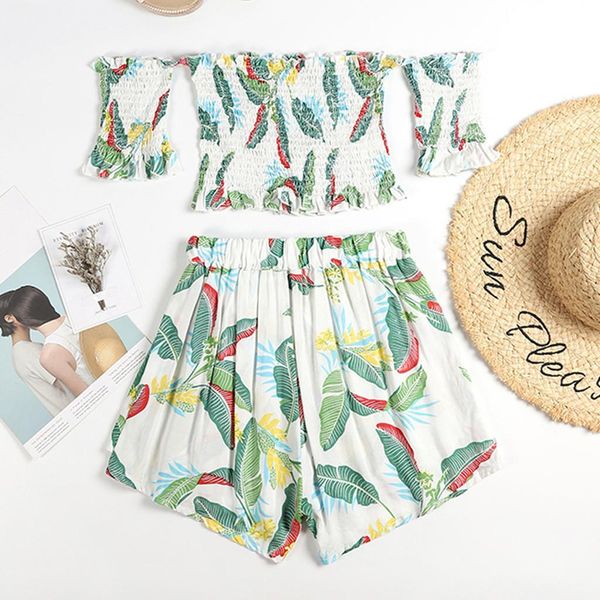 women t shirts bohemian print short set slash neck green loose graceful elegant noble summer t-shirt for women, White
women t shirts bohemian print short set slash neck green loose graceful elegant noble summer t-shirt for women, White