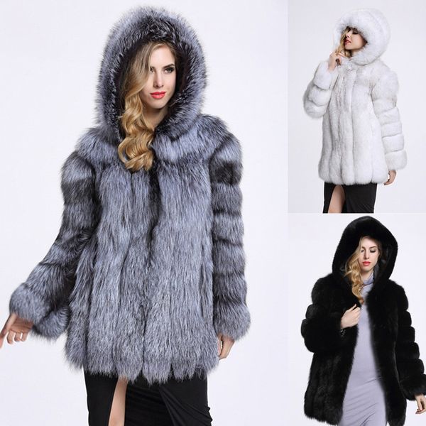 winter women fashion long sleeve faux fur coat jacket open front hooded coat, Black
winter women fashion long sleeve faux fur coat jacket open front hooded coat, Black