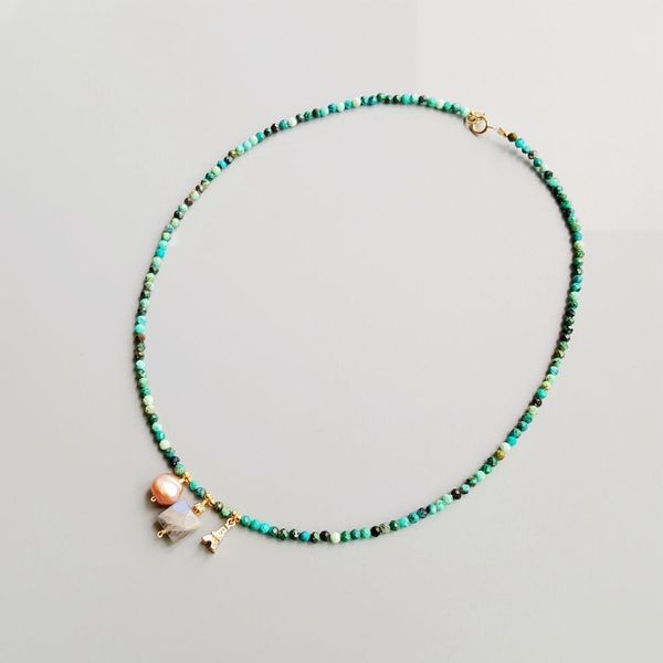 liiji unique chrysocolla labradorite baroque freshwater pearl iron tower charms s925 clasp delicated handmade necklace, Silver
liiji unique chrysocolla labradorite baroque freshwater pearl iron tower charms s925 clasp delicated handmade necklace, Silver