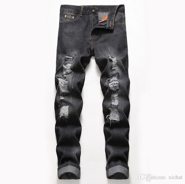 big size mens classic straight leg ripped jeans fashion designer slim fit washed solid hole biker hip hop retro black denim pants jb2, Blue
big size mens classic straight leg ripped jeans fashion designer slim fit washed solid hole biker hip hop retro black denim pants jb2, Blue