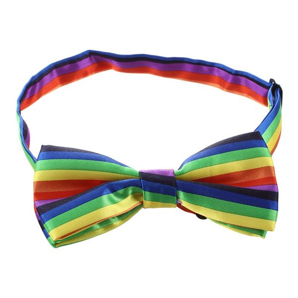 mens tuxedo rainbow stripe woven bow tie bowtie necktie, Black;gray