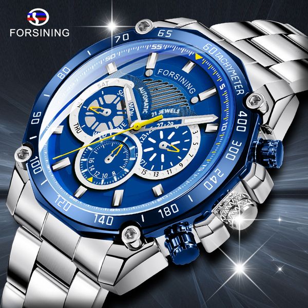 forsining blue ocean design silver steel 3 dial calendar display mens automatic mechanical sport wrist watches top, Slivery;brown
forsining blue ocean design silver steel 3 dial calendar display mens automatic mechanical sport wrist watches top, Slivery;brown