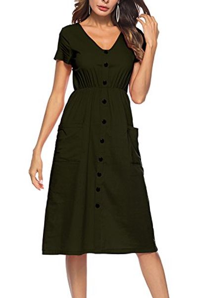 lovinparis women's short sleeve floral dresses v neck button decoration down swing casual midi dresses with pockets a8006, Black;gray
lovinparis women's short sleeve floral dresses v neck button decoration down swing casual midi dresses with pockets a8006, Black;gray