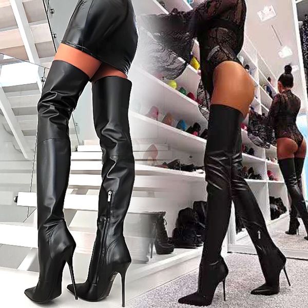 designer shoes women 2019 new fashion boots pointed toes patchwork spike high heels boots black soft leather thigh high boots
designer shoes women 2019 new fashion boots pointed toes patchwork spike high heels boots black soft leather thigh high boots