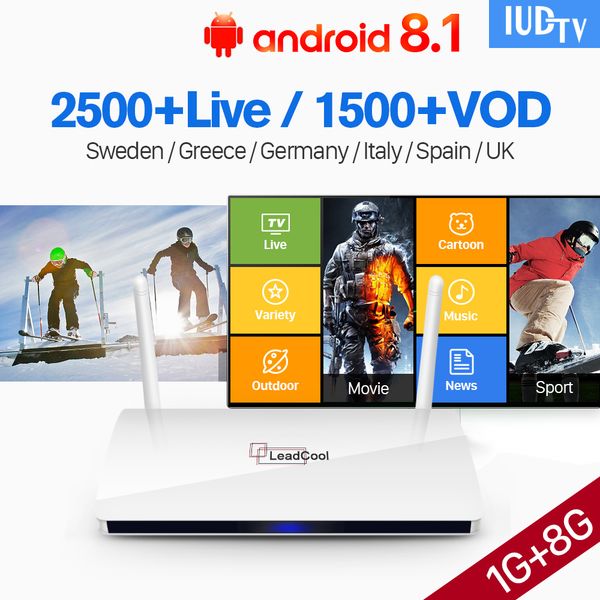 Leadcool IPTV Испания Италия Швеция Великобритания Германия Android 8.1 1G + 8G IPTV Испания Итал
Leadcool IPTV Испания Италия Швеция Великобритания Германия Android 8.1 1G + 8G IPTV Испания Итал