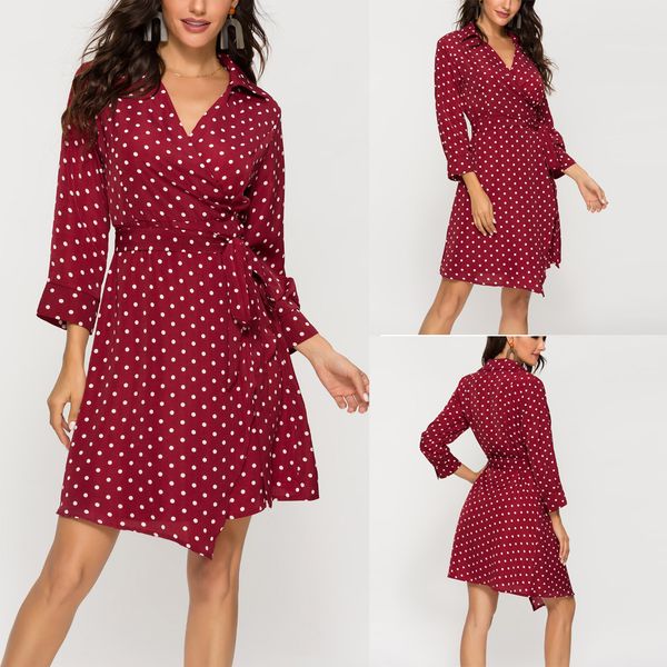 fashion women dot printed long sleeve bandage turn-down collar asymmetric dress beach wrap vintage party vestidos dress, Black;gray
fashion women dot printed long sleeve bandage turn-down collar asymmetric dress beach wrap vintage party vestidos dress, Black;gray