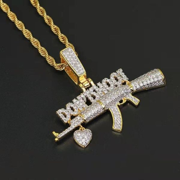 hip hop don't shoot heart gun pendant necklaces for men women luxury diamonds letters pendants copper zircons cuban chain necklace jewe, Silver
hip hop don't shoot heart gun pendant necklaces for men women luxury diamonds letters pendants copper zircons cuban chain necklace jewe, Silver
