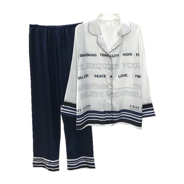 spring fall soft women sleepwear ins fashion ice silk lady pajamas set trendy elegant charm girls home clothing, Blue;gray
spring fall soft women sleepwear ins fashion ice silk lady pajamas set trendy elegant charm girls home clothing, Blue;gray