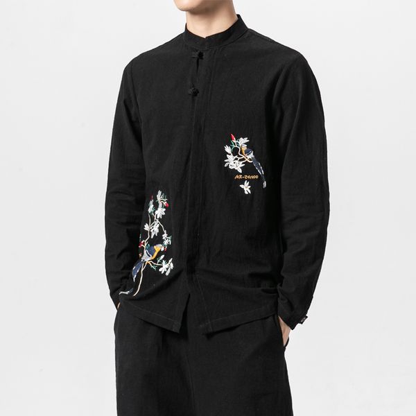 embroidery men's shirt mandarin-collar tang-suit long-sleeve cotton linen chinese-style casual clothing y2117, White;black
embroidery men's shirt mandarin-collar tang-suit long-sleeve cotton linen chinese-style casual clothing y2117, White;black