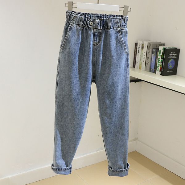 women's jeans elastic waist denim harem pants women autumn loose straight high boyfriend for vintage casual mom c6404, Blue
women's jeans elastic waist denim harem pants women autumn loose straight high boyfriend for vintage casual mom c6404, Blue