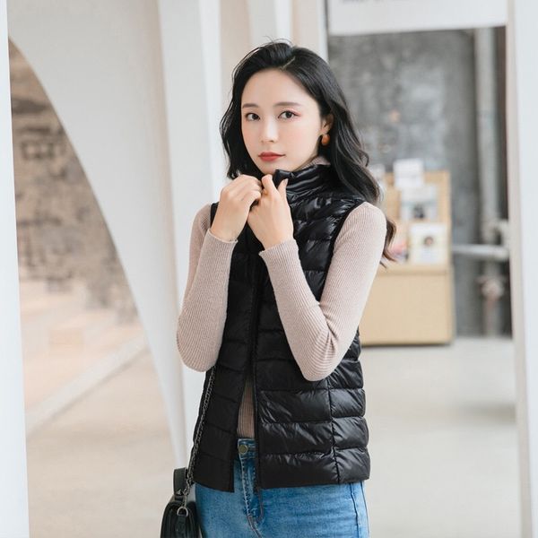 tay's clearance down jacket women's thin new korean version collar light and slim body-building short vest down waistcoat, Black
tay's clearance down jacket women's thin new korean version collar light and slim body-building short vest down waistcoat, Black