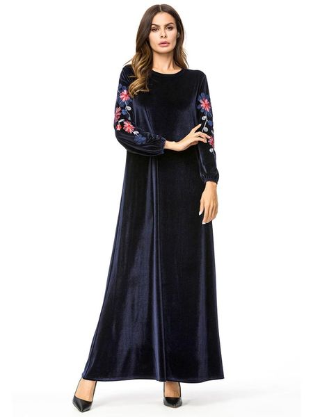 elegant embroidery velvet abaya floral muslim maxi dress high waist swing long robes kimono loose ramadan arab islamic clothing, Black;gray
elegant embroidery velvet abaya floral muslim maxi dress high waist swing long robes kimono loose ramadan arab islamic clothing, Black;gray