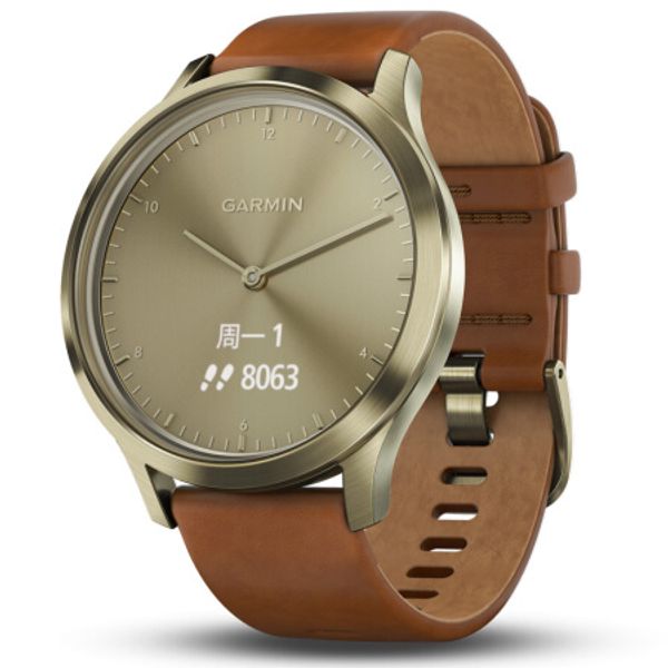 

rose gold garmin vivomove hr dial watch men leather waterproof wristwatch women dress fashion movement watches, Slivery;brown