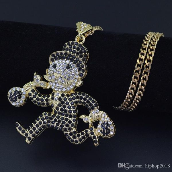 mens hip hop necklace jewelry 76cm gold cuban chain running doll cartoon iced out pendant necklace, Silver
mens hip hop necklace jewelry 76cm gold cuban chain running doll cartoon iced out pendant necklace, Silver