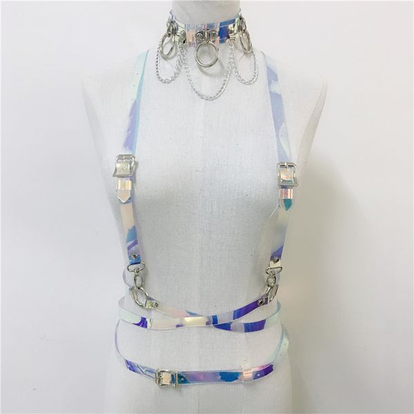 women laser transparent pvc bling garter belt 2019 cage body harness bondage holographic clear straps party club waist belt, Black;white
women laser transparent pvc bling garter belt 2019 cage body harness bondage holographic clear straps party club waist belt, Black;white