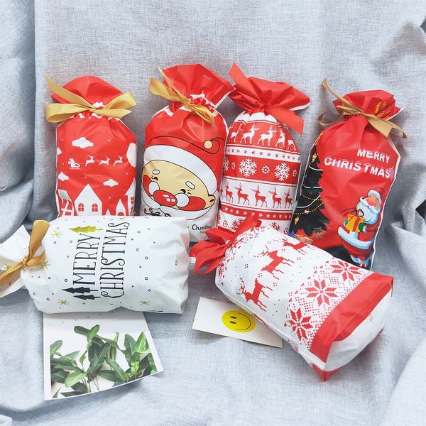 

5/10pcs merry christmas candy bag snowflake santa claus gift bags drawstring bag xmas new year party supplies kids gift wrapping