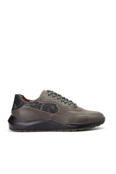 derimod genuine leather green men 's sneaker, Black
