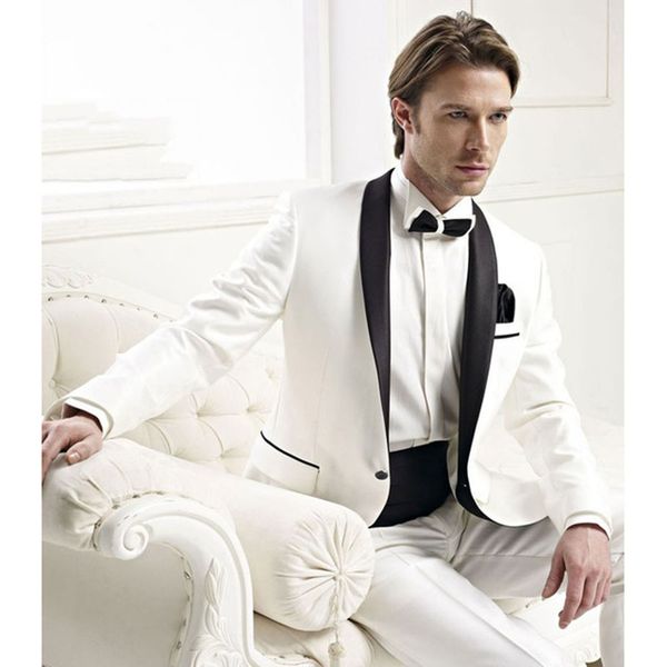 custom made groomsmen shawl black lapel groom tuxedos ivory mens suits wedding men suit (jacket+pants+tie+girdle, White;black
custom made groomsmen shawl black lapel groom tuxedos ivory mens suits wedding men suit (jacket+pants+tie+girdle, White;black