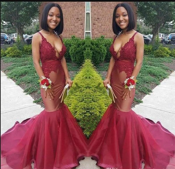 deep v-neck black girl mermaid prom dresses sleeveless applique african fitted pageant gowns evening special occasion robe de soirée
deep v-neck black girl mermaid prom dresses sleeveless applique african fitted pageant gowns evening special occasion robe de soirée
