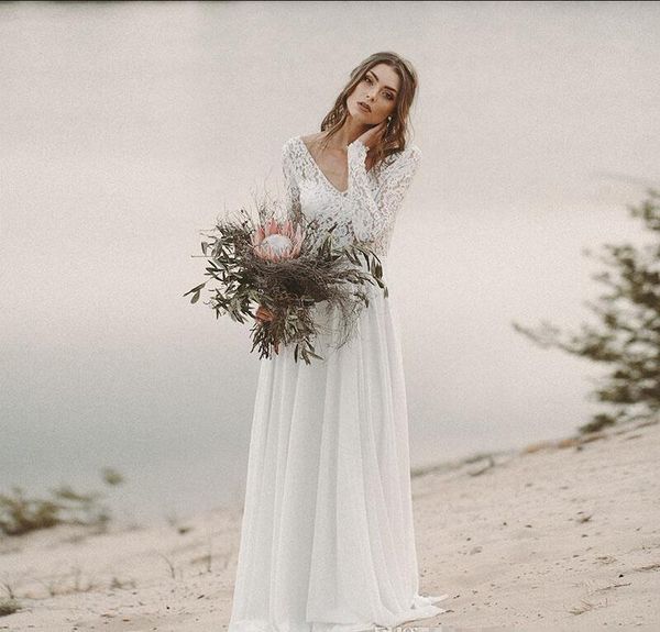 beach country wedding dresses 2019 a-line chiffon illusion lace v-neck with long sleeves backless draped bridal gown illusion bodice, White
beach country wedding dresses 2019 a-line chiffon illusion lace v-neck with long sleeves backless draped bridal gown illusion bodice, White