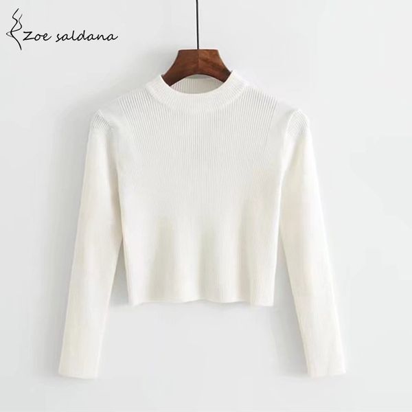 zoe saldana winter spring women girl fashion long sleeve pullovers kintted slim sweaters crop solid o-neck sweaters, White;black
zoe saldana winter spring women girl fashion long sleeve pullovers kintted slim sweaters crop solid o-neck sweaters, White;black