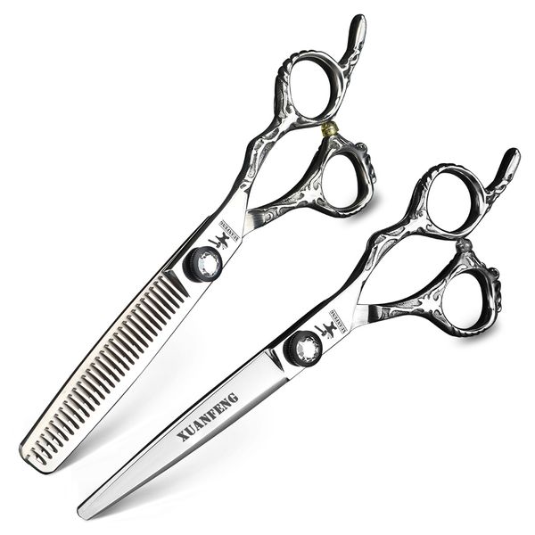 xuan feng ocs handle hair scissors 6 inch japanese 440c steel thinning cutting scissors set barber shear salon tool for hairdresser
xuan feng ocs handle hair scissors 6 inch japanese 440c steel thinning cutting scissors set barber shear salon tool for hairdresser