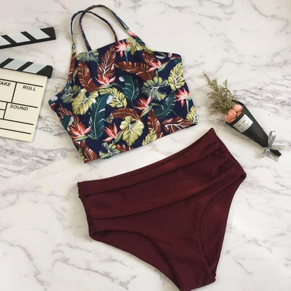 women's swimwear 3 colors floral halter bikini sets women high waist two pieces swimsuit 2021 girl boho bathing suits, White;black
women's swimwear 3 colors floral halter bikini sets women high waist two pieces swimsuit 2021 girl boho bathing suits, White;black
